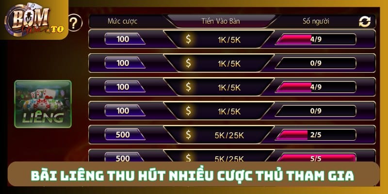 Bài Liêng thu hút nhiều cược thủ tham gia