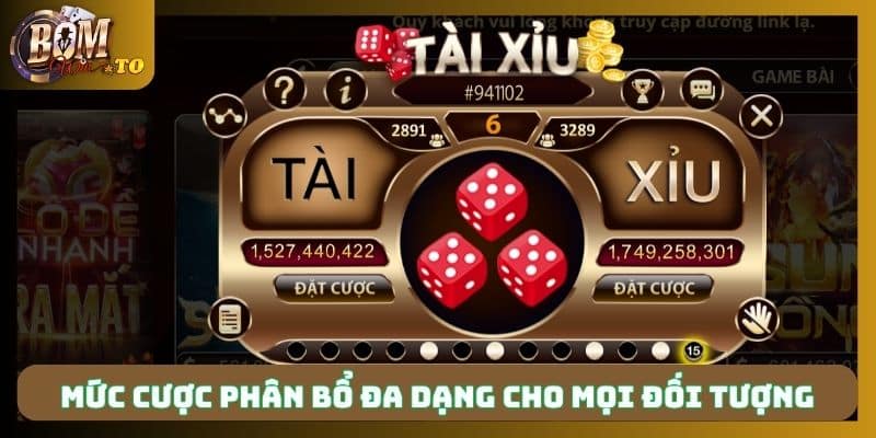 Mức cược phân bổ đa dạng cho mọi đối tượng